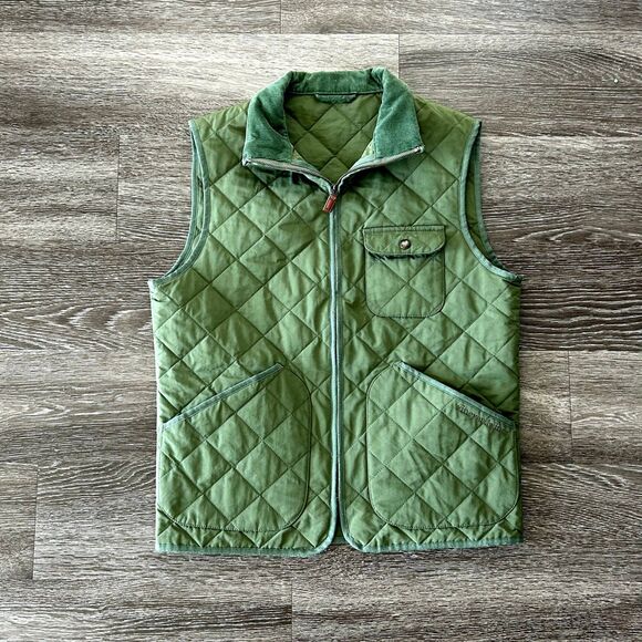 EUC Vineyard Vines Green Quilted Dorset Military Vest Corduroy Collar Size Small - Picture 8 of 10